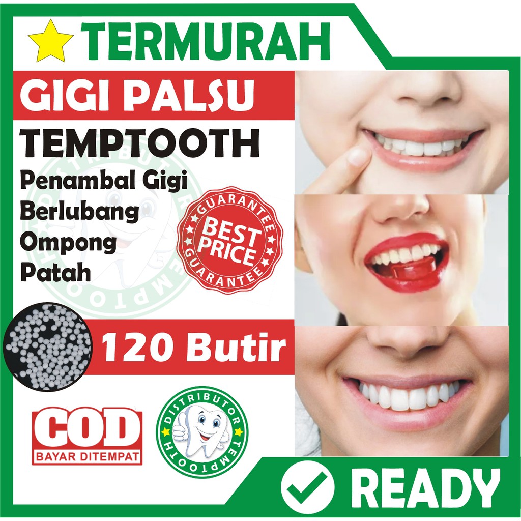 PROMO Temporary Tooth Repair 120 butir Penambal Gigi Palsu Temptooth Buat Sendiri