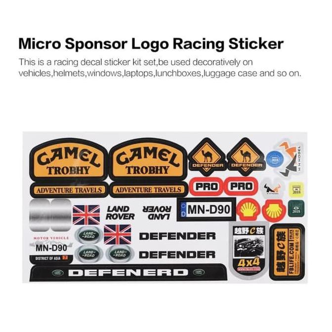 Upgrade Part Micro Sponsor Logo Racing Sticker Decals Rc MN D90