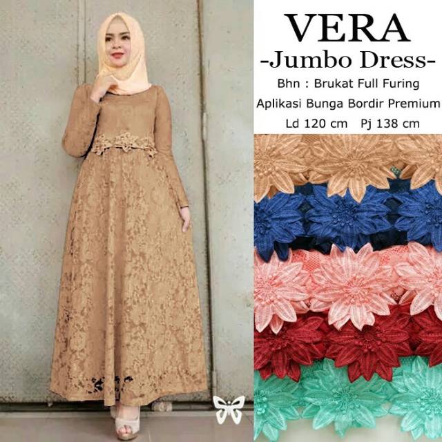 New Vera Jumbo LD 120 || Gamis Brukat Jumbo || Gamis Pesta