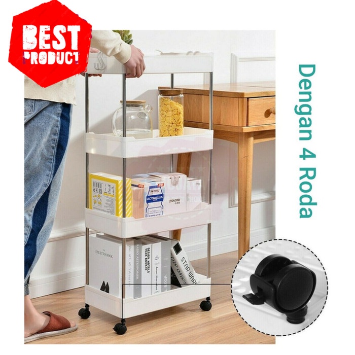 Rak Troli Barang 4 Susun Rak Dapur Kamar Mandi Serbaguna