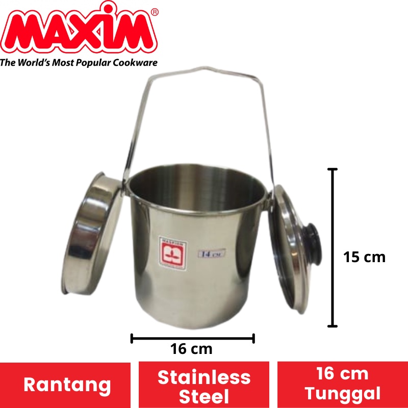 Rantang Maxim Stainless Steel | Rantangan Stenlis 2 3 4 Tingkat Bekal Makanan Tunggal Kuah Food Carrier Set