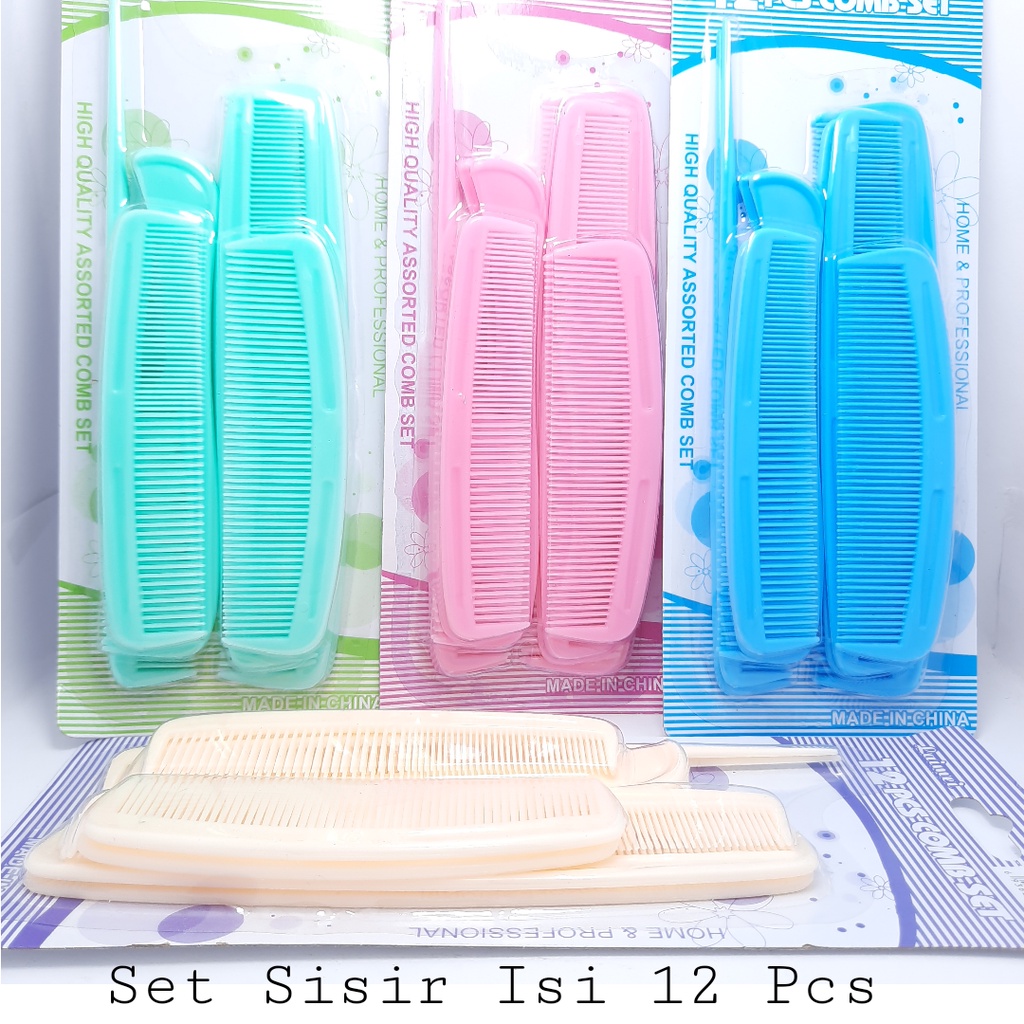 HARGA PROMO!! Sisir Rambut 12In 1Set / Paket Sisir Rambut Isi 12Pcs Warna Random