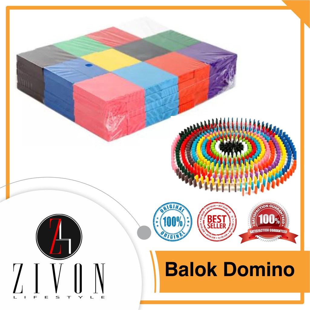 Balok Domino 120 Buah Chain Reaction Warna  Warni  Kayu  Wood 