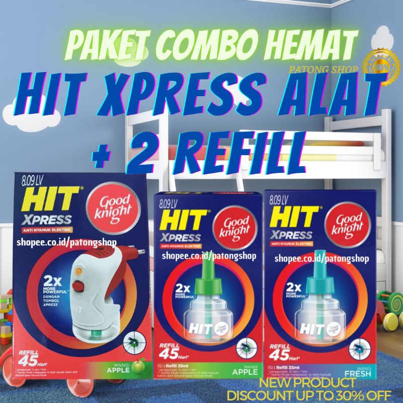 HIT XPRESS SET ELEKTRIK FREE REFILL + 2PCS REFILL APPLE &amp; FRESH - PROMO COMBO HEMAT