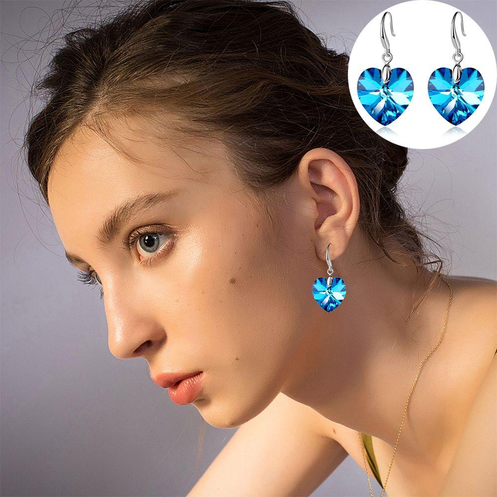 R-flower Peach Heart Crystal Elegant Hadiah Terbaik Ear Studs Ocean Star