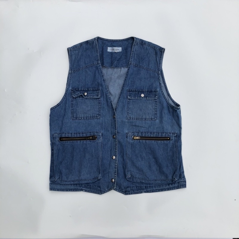 vest denim second multipocket