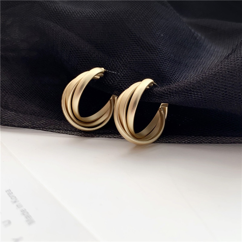 Anting Bentuk C Lapis Emas / Silver S925 Gaya Eropa