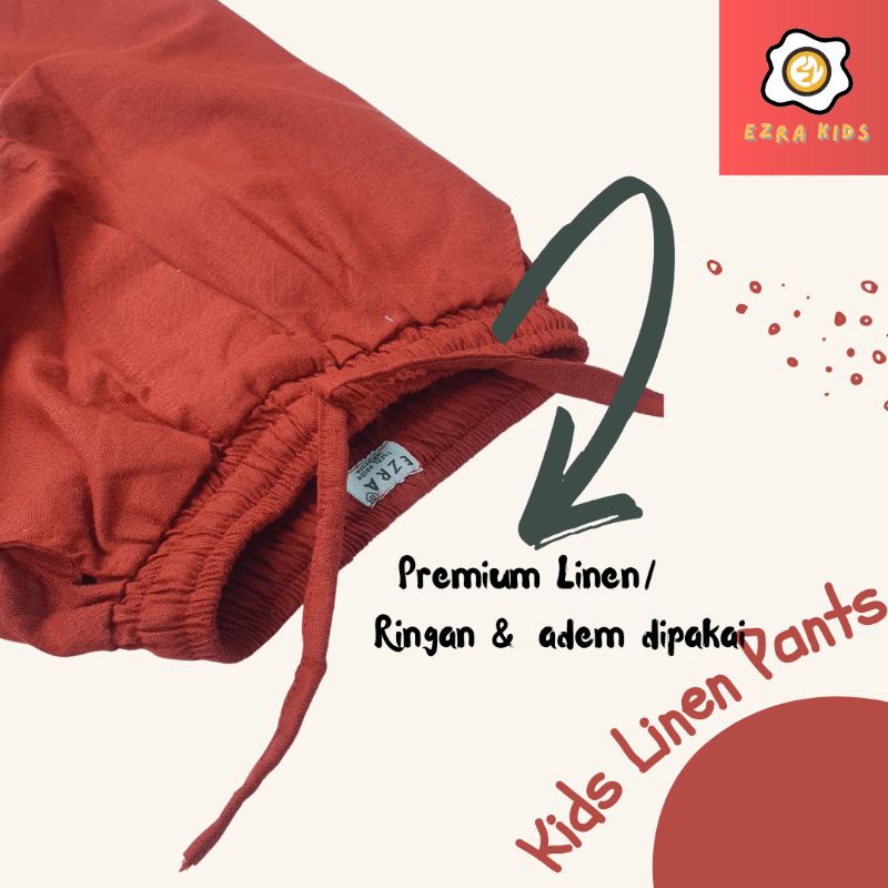 Celana Sirwal Anak laki laki Panjang bahan Katun Linen Bangkok Ezra kids 1-10 tahun