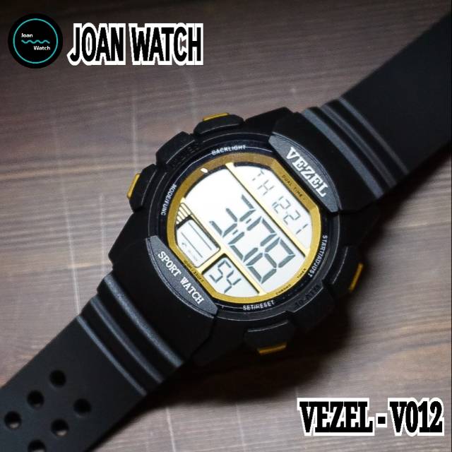 VEZEL -V012- JAM TANGAN DIGITAL - BLACK / GOLD