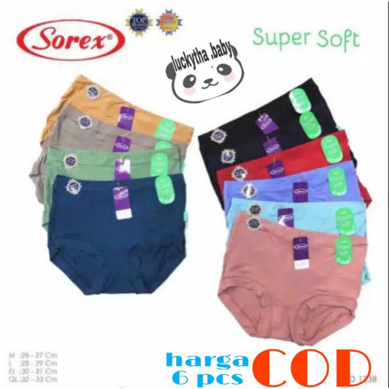 (6pcs) celana dalam SOREX 1238 M.L.EL.QL/ cd wanita / cd wanita sorex  SUPER SOFT