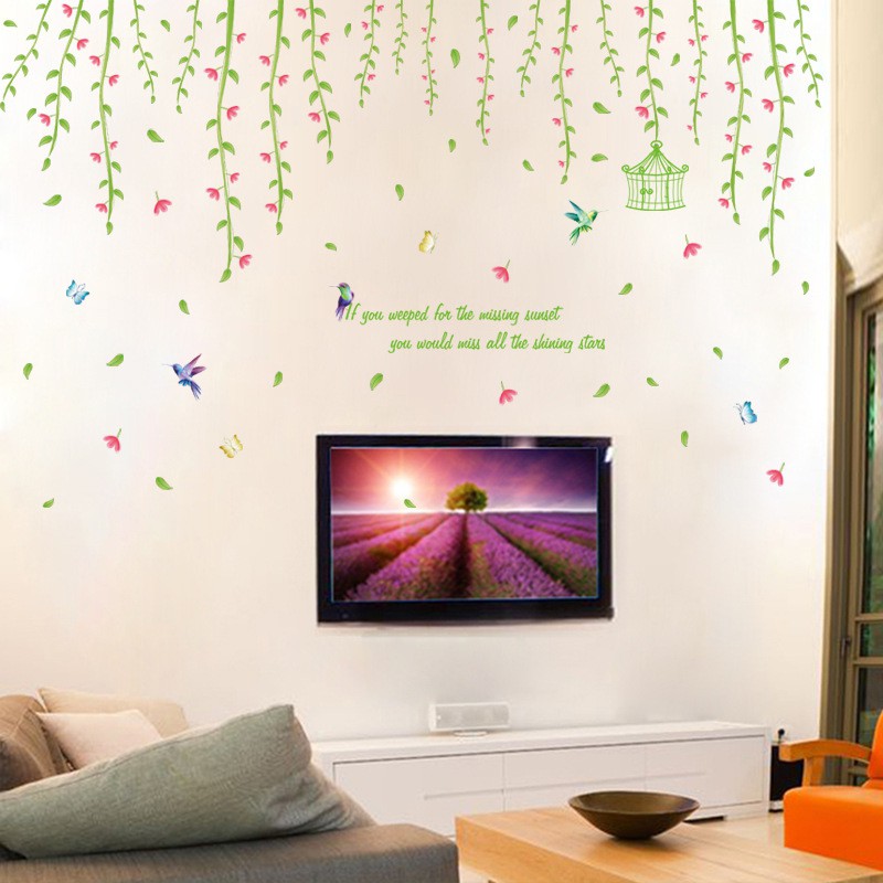 RELIZA WALL STICKER RUMBAI RENDA HIJAU SANGKAR CAGES BIRDS BUTTERFLY STIKER DINDING XL8260