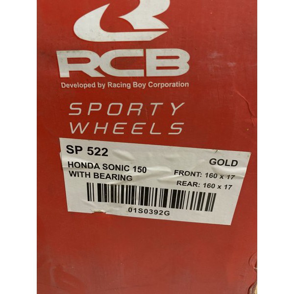 VELG RCB SP 522 SONIC 150 GOLD 160 160 R 17 RACING ORIGINAL ORI