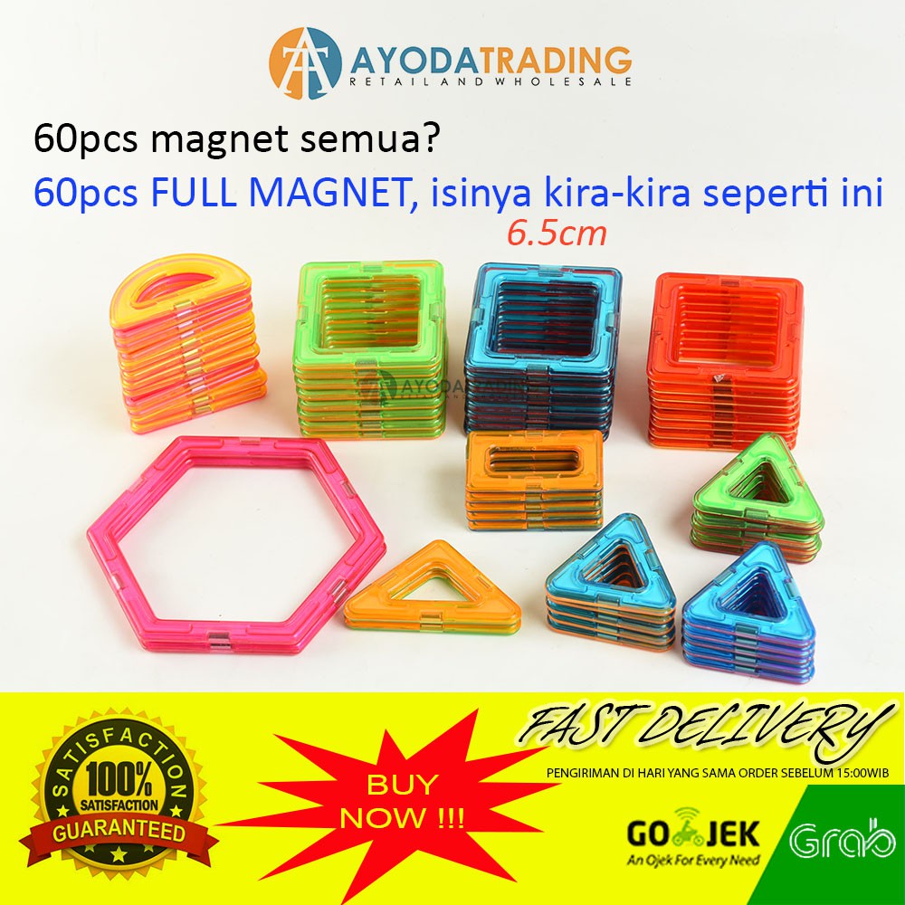 Magnetic Building Blocks Compatible with Magformers 60pcs