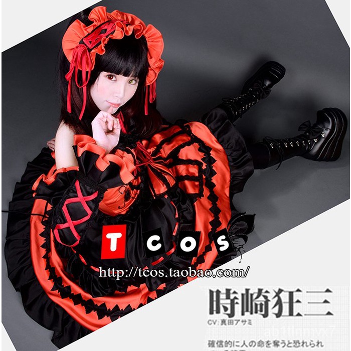Anime DATE A LIVE Nightmare Tokisaki Kurumi Cosplay Costume Fancy Lolita Girl Princess Dress Wig