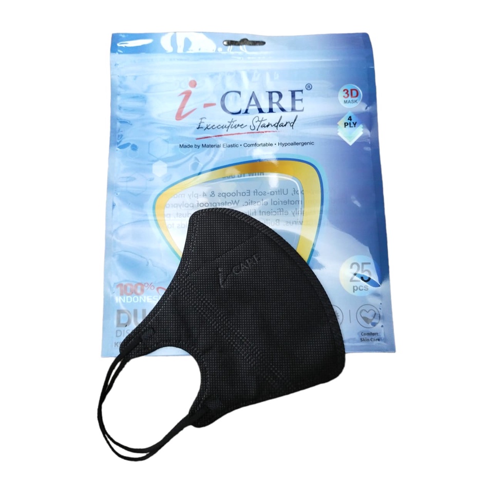 Masker Duckbill icare 4ply Sachet Ziplock isi 25pc Premium Quality