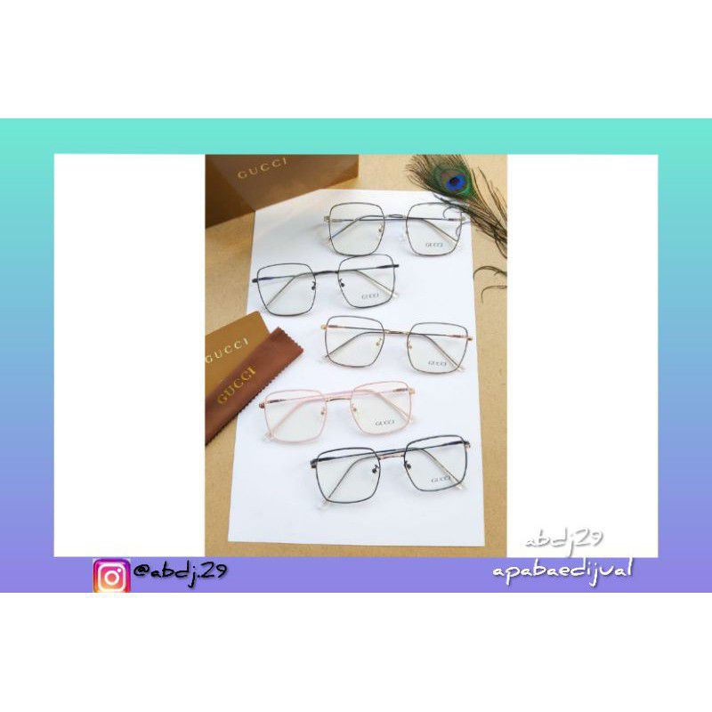 Kacamata Gucci, bentuk kotak lebar cocok untuk lensa photocromic jdi kacamata hitam