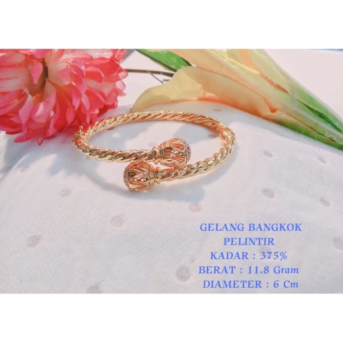 Flash Promo Gelang Bangkok Emas Asli Kadar 375 8Karat Variasi Tinju Limited %N>