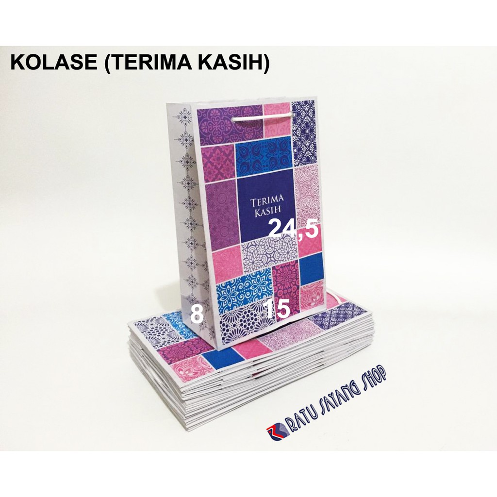 

TAS PAPER BAG KOLASE TERIMA KASIH (15 X 8 X 24,5)