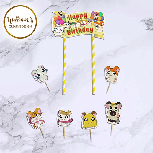 Hiasan Kue Cake Topper Birthday C1 Hamtaro isi 7