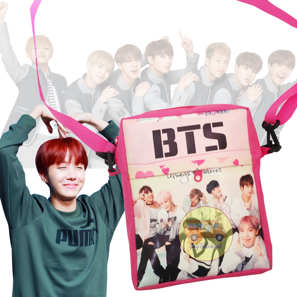 Tas Anak selempang / sling bag anak / tas anak karakter BTS bt21 LOL