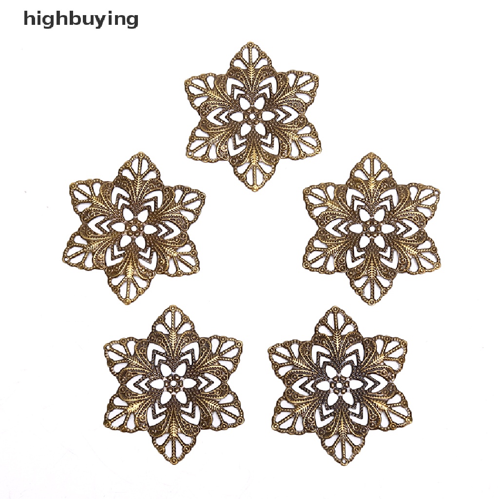 Hbid 10pcs Konektor Desain Bunga Filigree Bahan Metal Untuk Kerajinan Perhiasan DIY