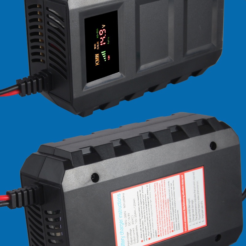 KERNDY Charger Aki Mobil Truk LCD Layar 12V 20AH-120AH Otomatis/Smart Fast Charger Aki 12V 20A