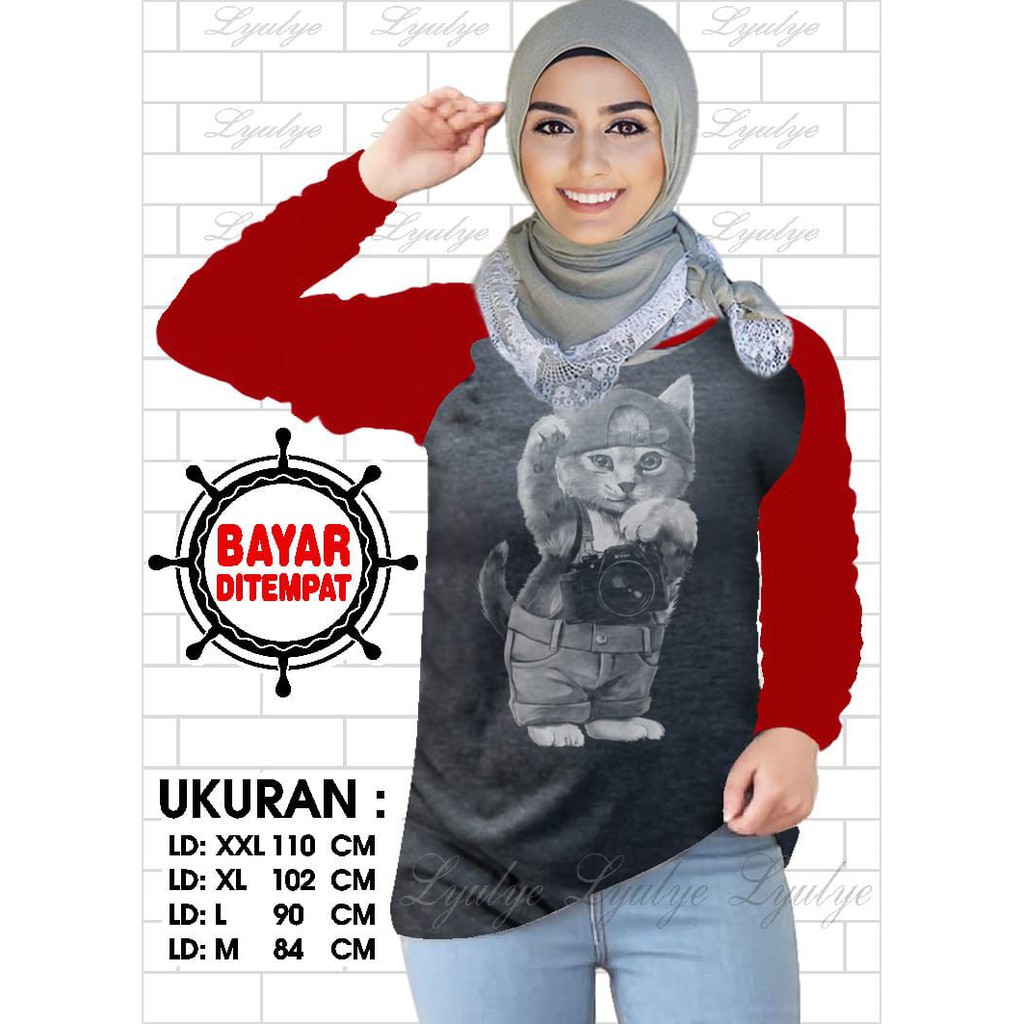 Kaos Raglan (KK)/Kaos Wanita Lengan Panjang/ Kaos Wanita/ Kaos Cewek/ Kaos Oblong/Misty