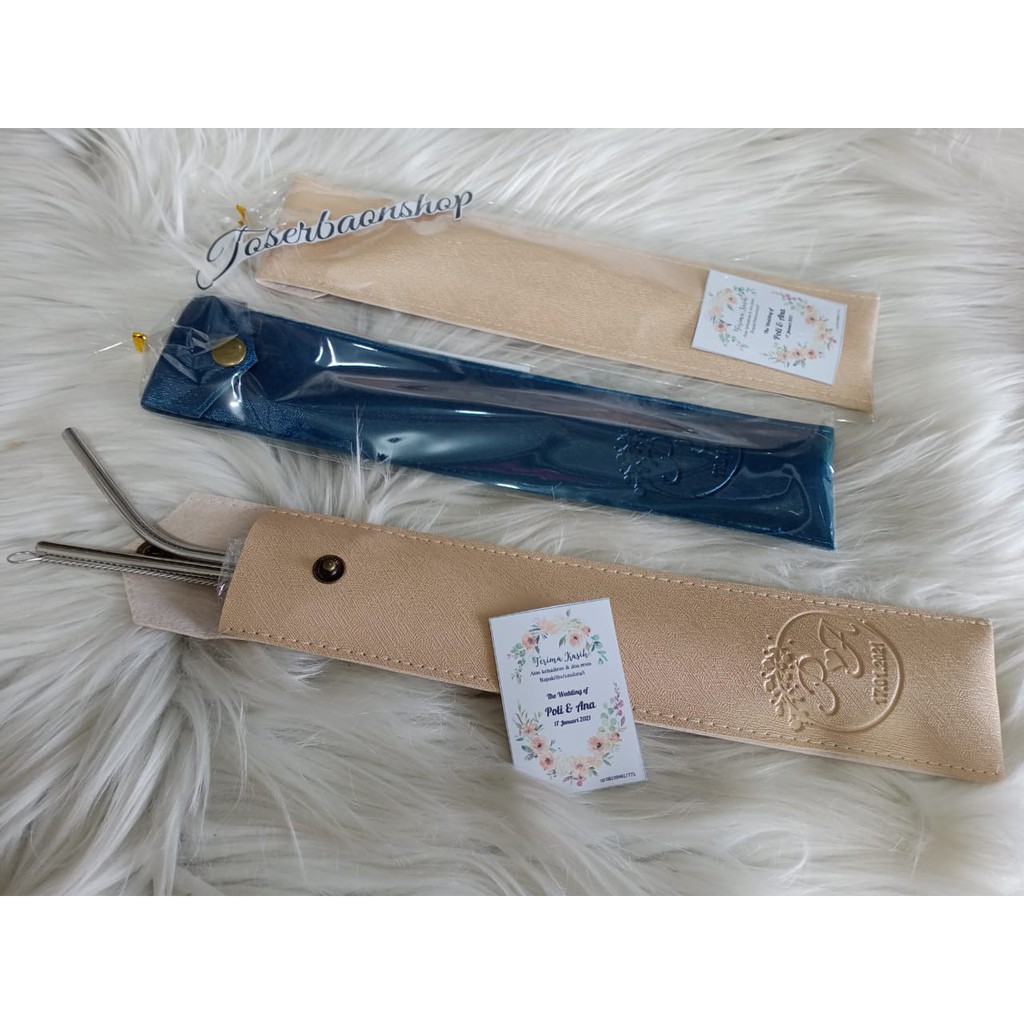 Souvenir sedotan stainless kemasan pouch straw
