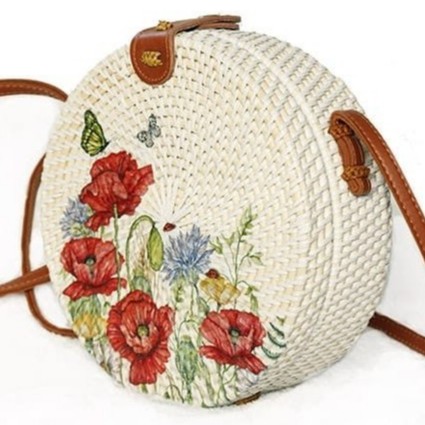 

TAS ROTAN DECO MOTIF BUNGA KERTAS MERAH DIAMETER 20 CM - BY AL