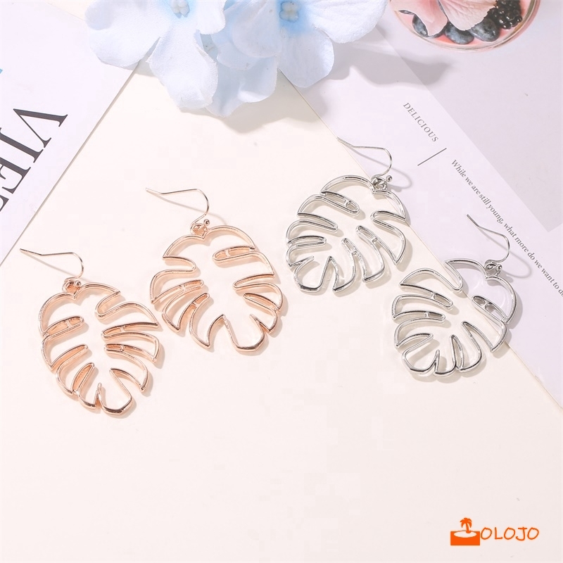 OLOJO Anting Gaya Etnik Sederhana Retro Berongga Daun Anting Kepribadian Anting Daun Pisang