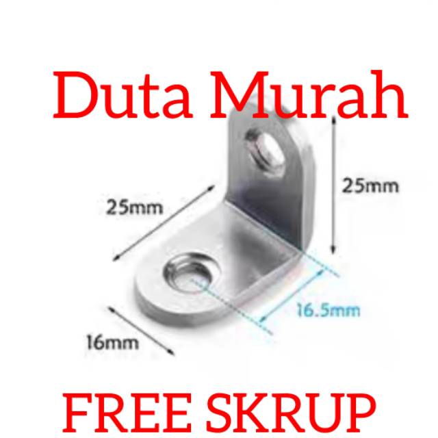 Bracket Siku Ambalan L/ Siku L 1.6cm x 2.5cm x 2.5cm / 3 cm x 3 cm / 2 cm x 2 cm, FREE SKRUP