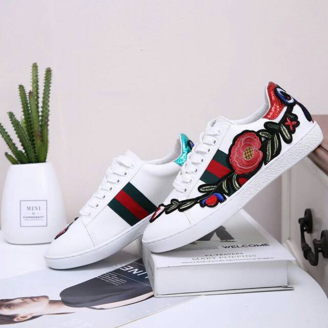 😍😍Gucci Ace Floral Sneakers Shoes E9007