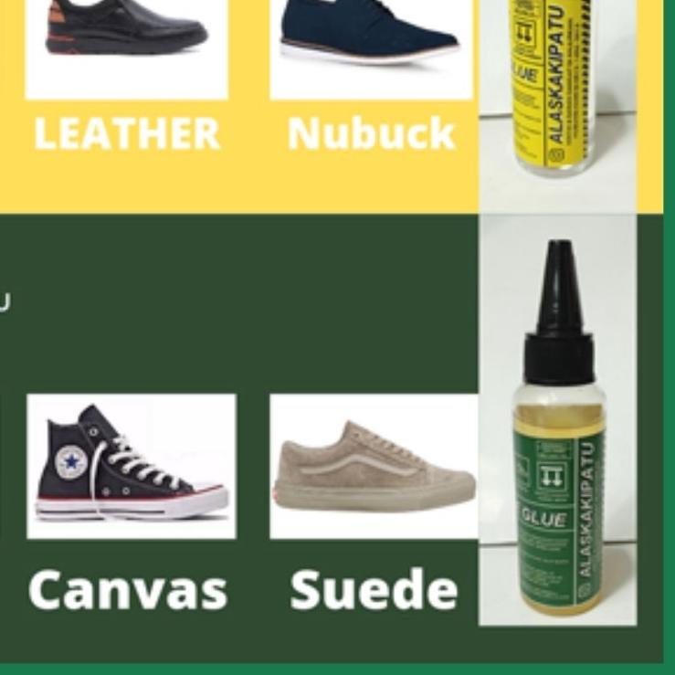 ➺ LEM SEPATU SUPER KUAT KUNING HIJAU ERAT ALASKAKIPATU PVC KARET KULIT MESH CANVAS KANVAS SUEDE NUBU