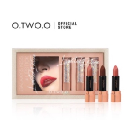 O Two O 3pcs Set Lipstick Matte Anti Air Tahan Lama LS LE002