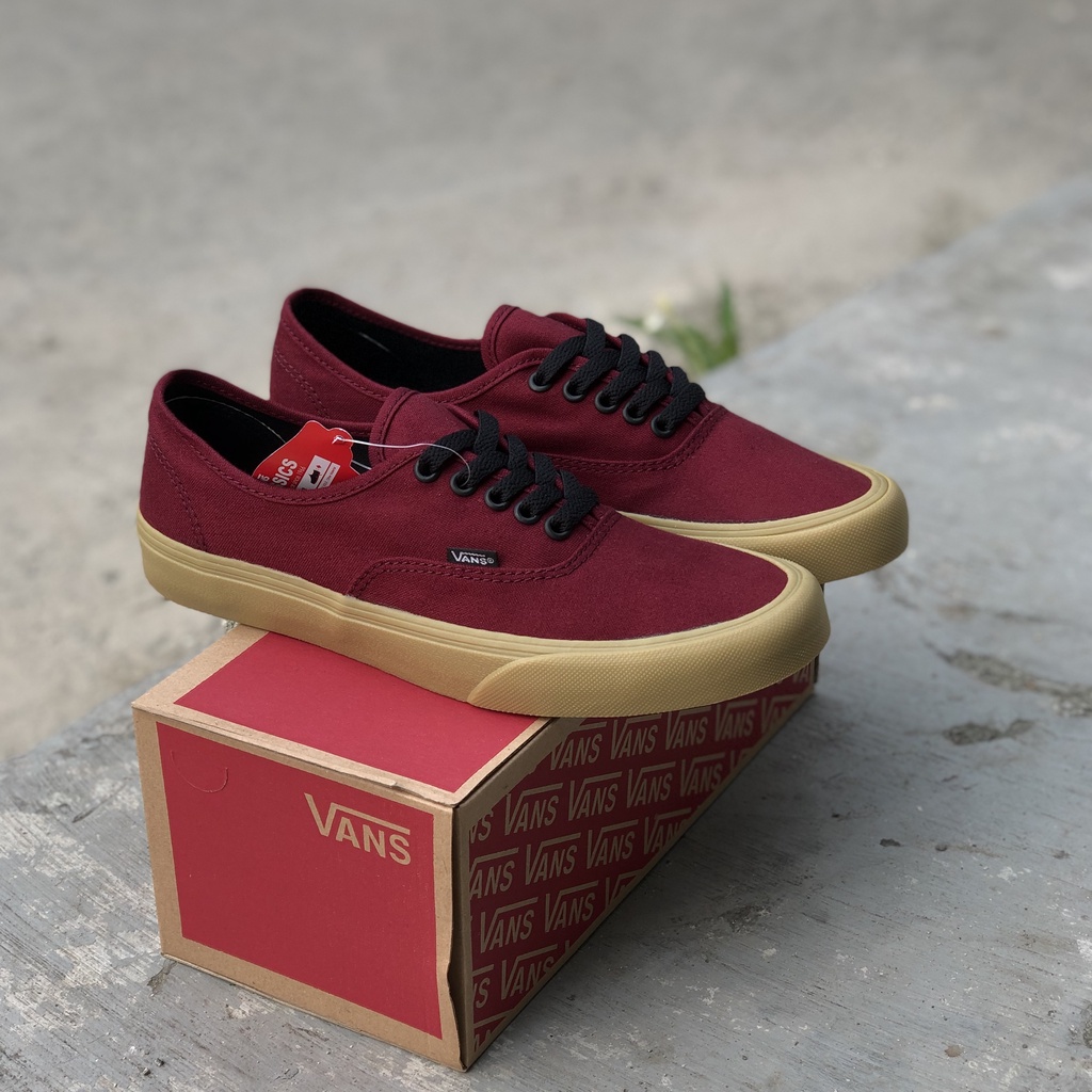 ( NEW BOX ) Sepatu Vans AUTHENTIC Maroon Gum