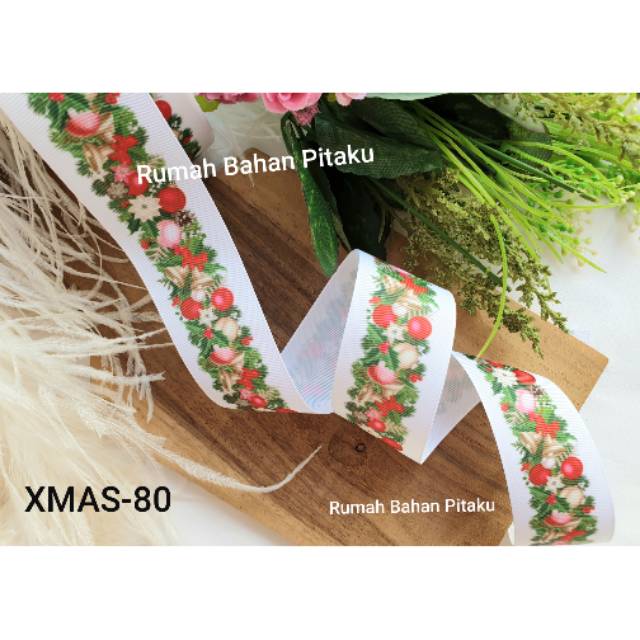 

(XMAS-80) PITA NATAL UKURAN 1,5" (3,8CM) --> Dijual /yard (=90cm) bukan 1rol/1 gulung