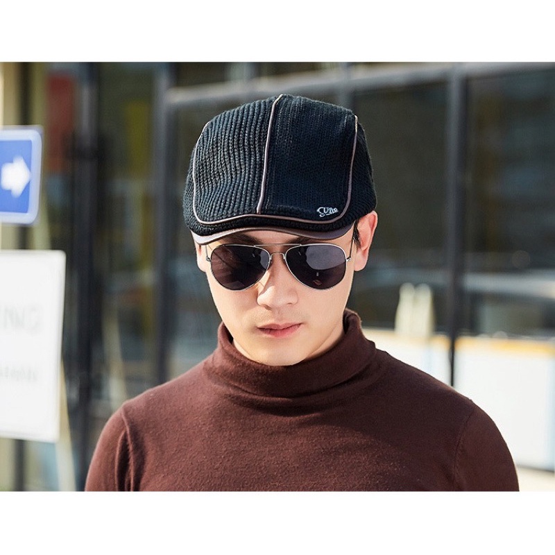 Topi pria cap fashion autumn winter english style beret hat men man visor snapback