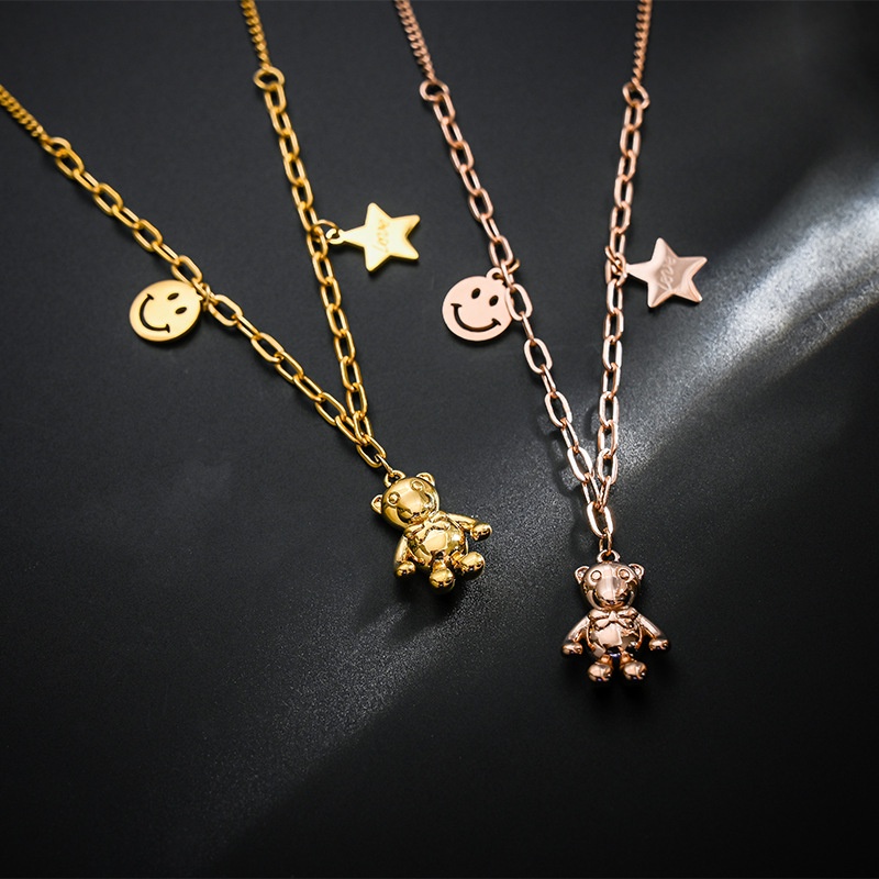 Kalung bear smile star titanium anti karat korea fashion