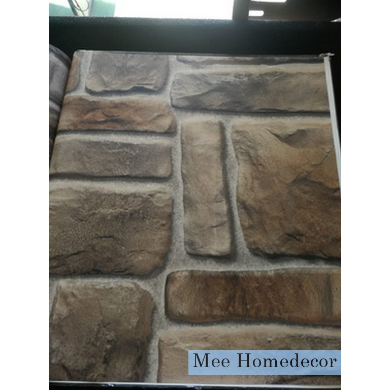 Wallpaper Dinding Vinyl Motif Batu Bata Batu Alam Timbul Kualitas Premium - GL