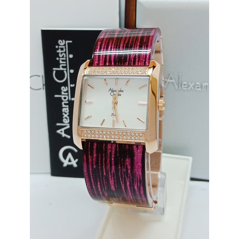 jam tangan wanita alexandre christie AC 2672LH BELANG UNGU ROSEGOLD