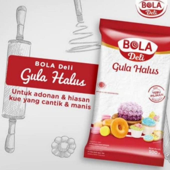 

monggo] Tepung Gula Halus Bola Deli 20x500g dus