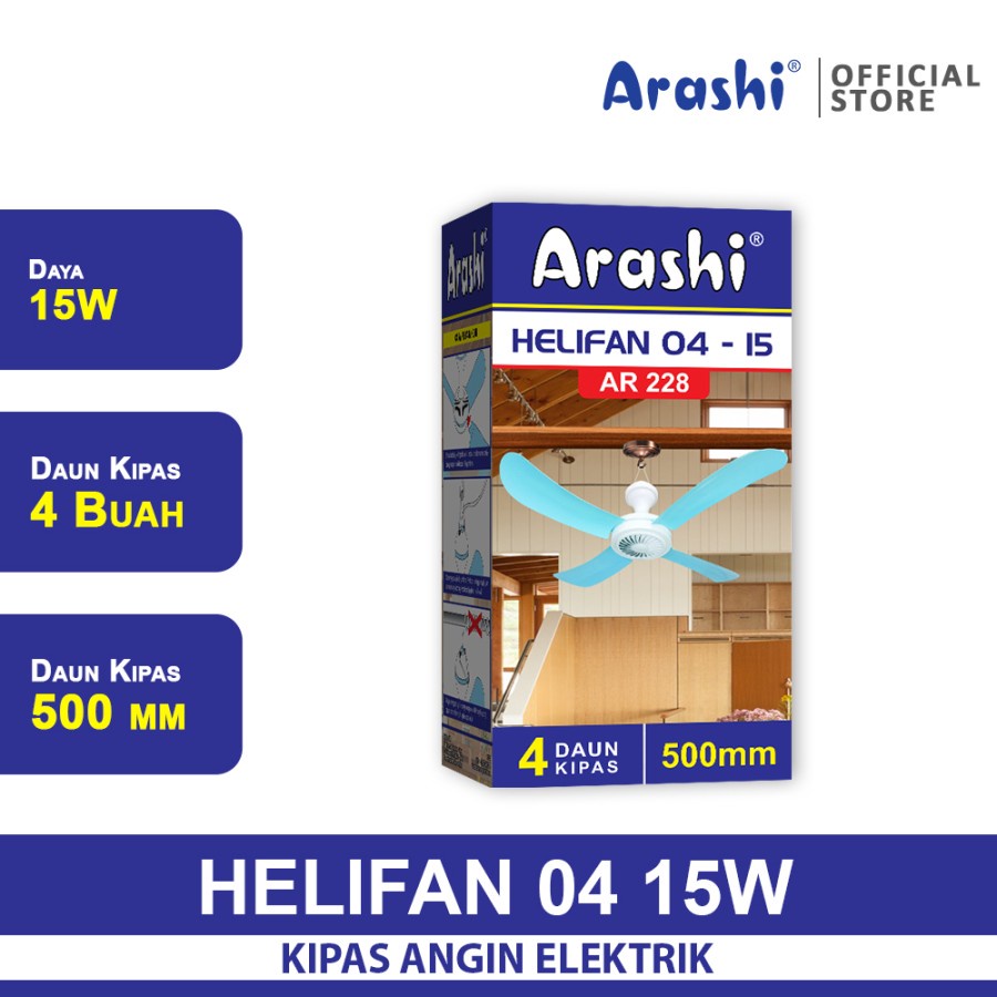 Kipas Angin Gantung Arashi Helifan 04 15 Watt AR 228 15watt