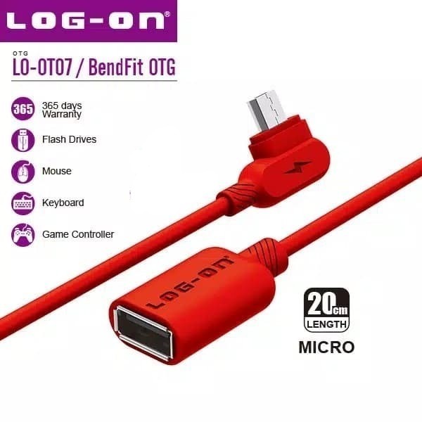 Log-On LO-OTG07 Kabel OTG Bendfit Android MICRO USB 2.0 Cable Fast Transfer Data