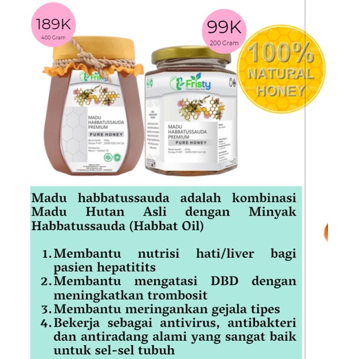 

Madu Habbatussauda 400gram/ Madu Murni 100%