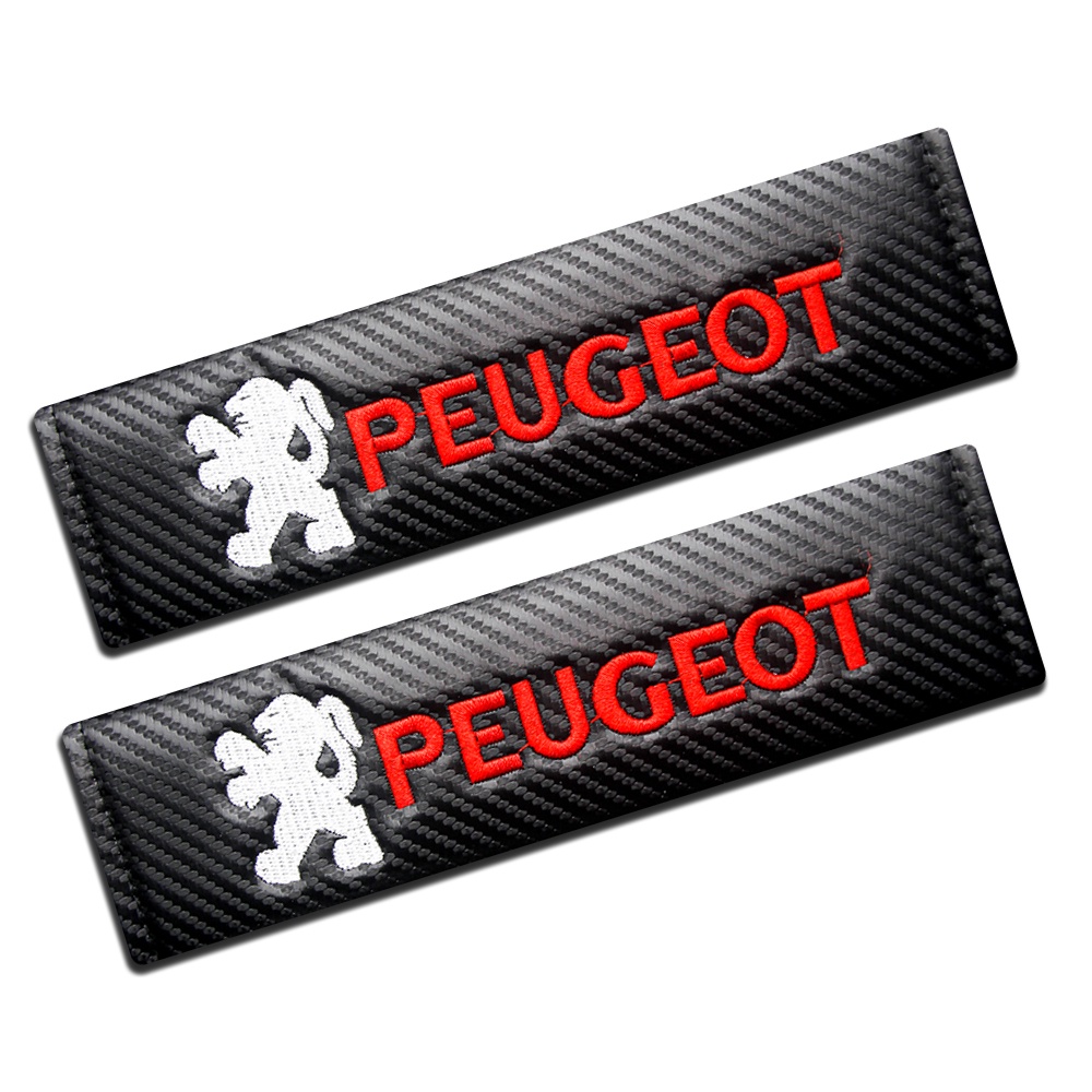 2pcs Cover Sabuk Pengaman Mobil Bahan Carbon Fiber Untuk Peugeot 206 207 301 308 307 408 508 2008 3008 5008