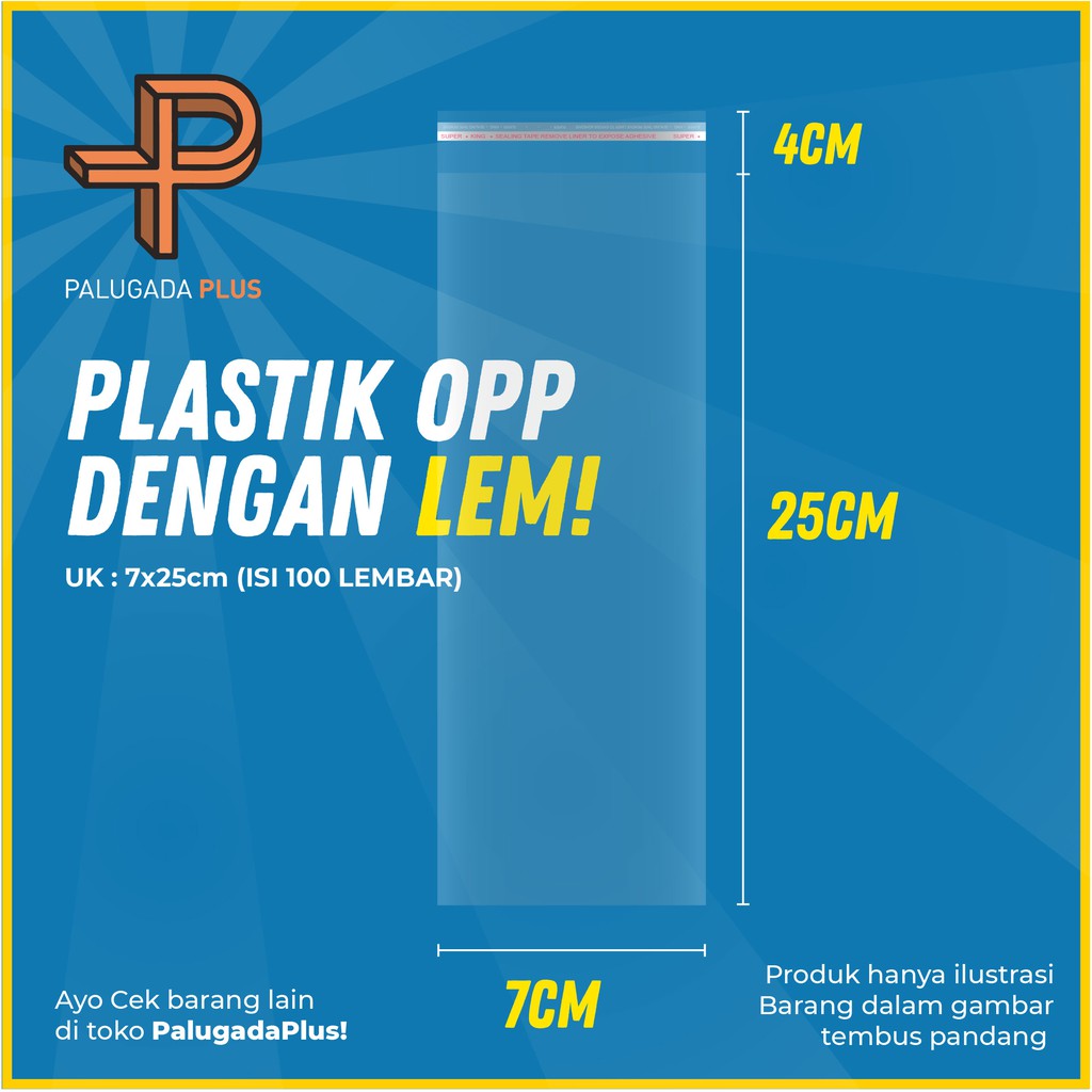 

PLASTIK OPP LEM UK 7x25cm +4cm (LEM) 1pack isi 100