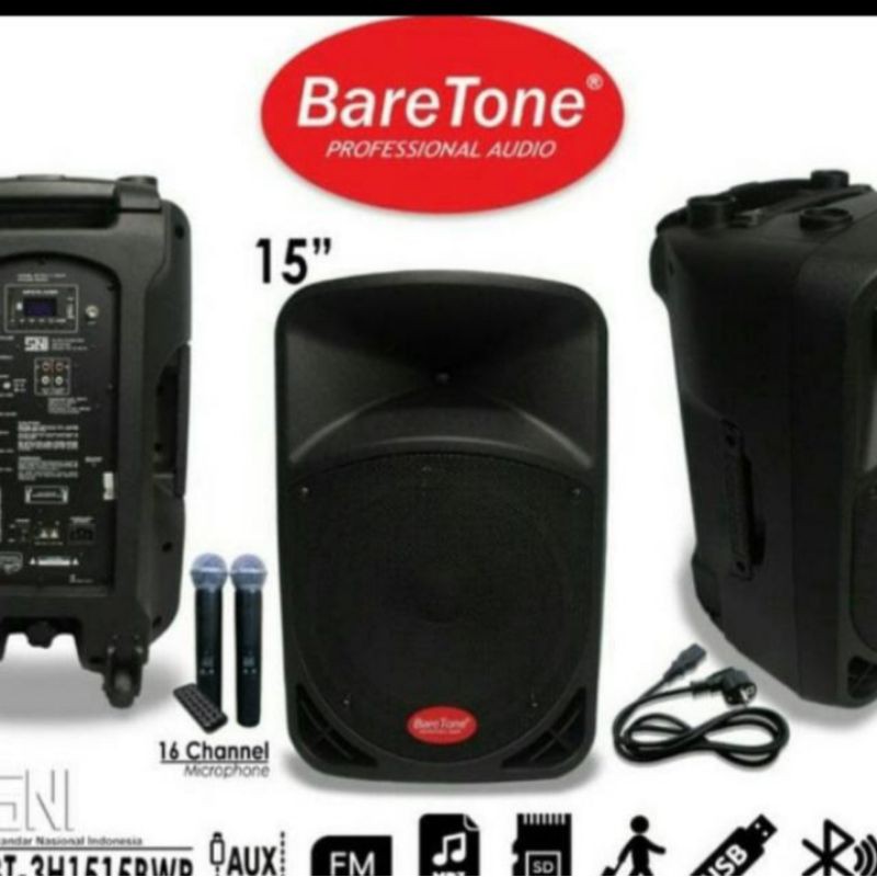 speaker portabel meeting wireless Baretone 15 inch BT 15 BWR bluetooth