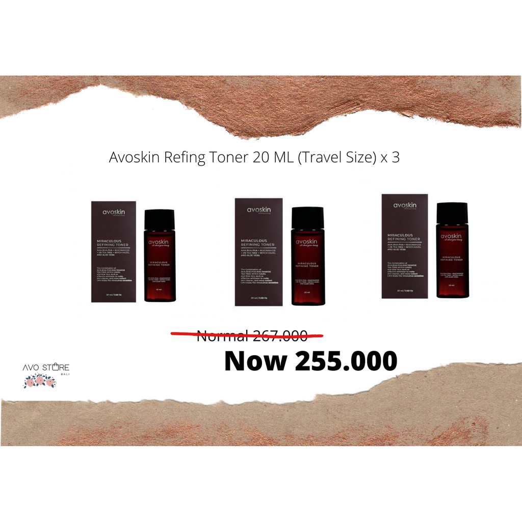PAKET BUNDLING AVOSKIN REFINING TONER 20 ML X 3 PCS | TONER AVOSKIN 20ML