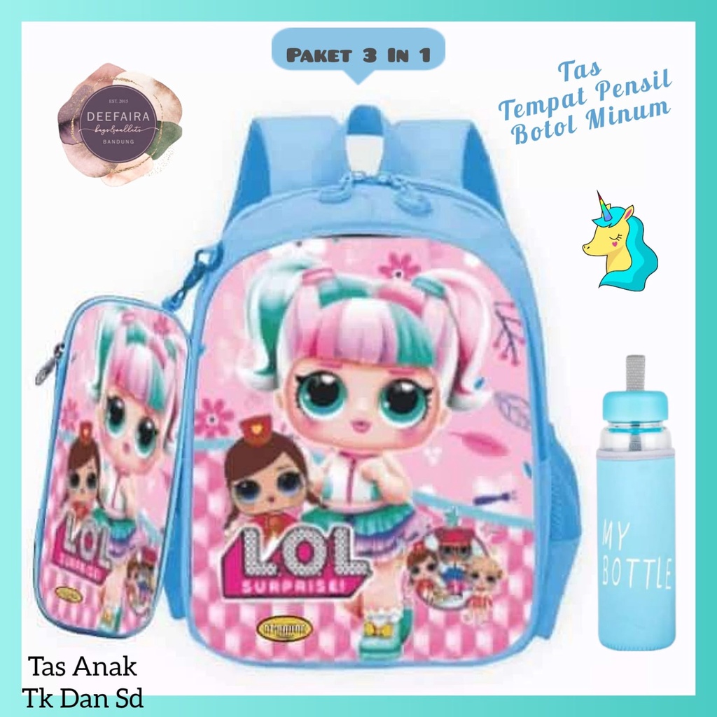 Tas Ransel Sekolah Anak Perempuan L0l P0ny Lucu Paket 3 In 1 Tas Anak Tk Dan Sd