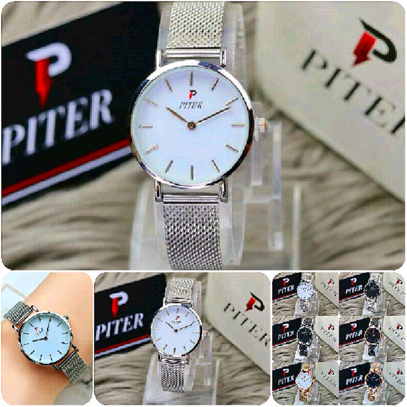 Jam Tangan Pria PITER P101751 Rantai Pasir Stainless Steel Grade Original